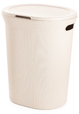 Eco-Friendly Decorative Laundry Hamper with Lid, 40 Liter Natural Basket        