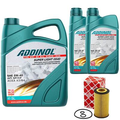 Motoröl Set ADDINOL 5W-40 Super Light 7 Liter + Ölfilter für Mercedes A-Klasse