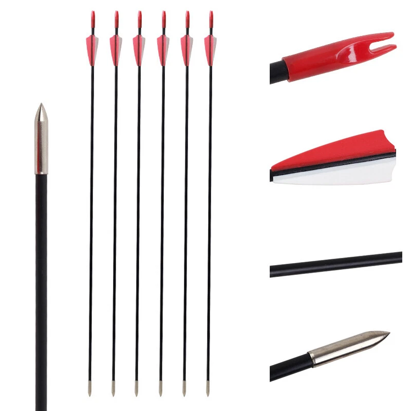 6pcs 31in Fiberglass Arrows Recurve Straight Bow Practice Arrows Outsourcing - Image 4 of 4