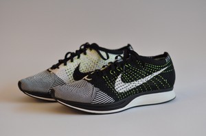 nike flyknit racer black white volt
