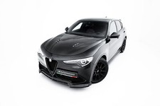 Front Ansatz V.3 für Alfa Romeo Stelvio Mk1 schwarz glanz Spoilerlippe Spoiler 