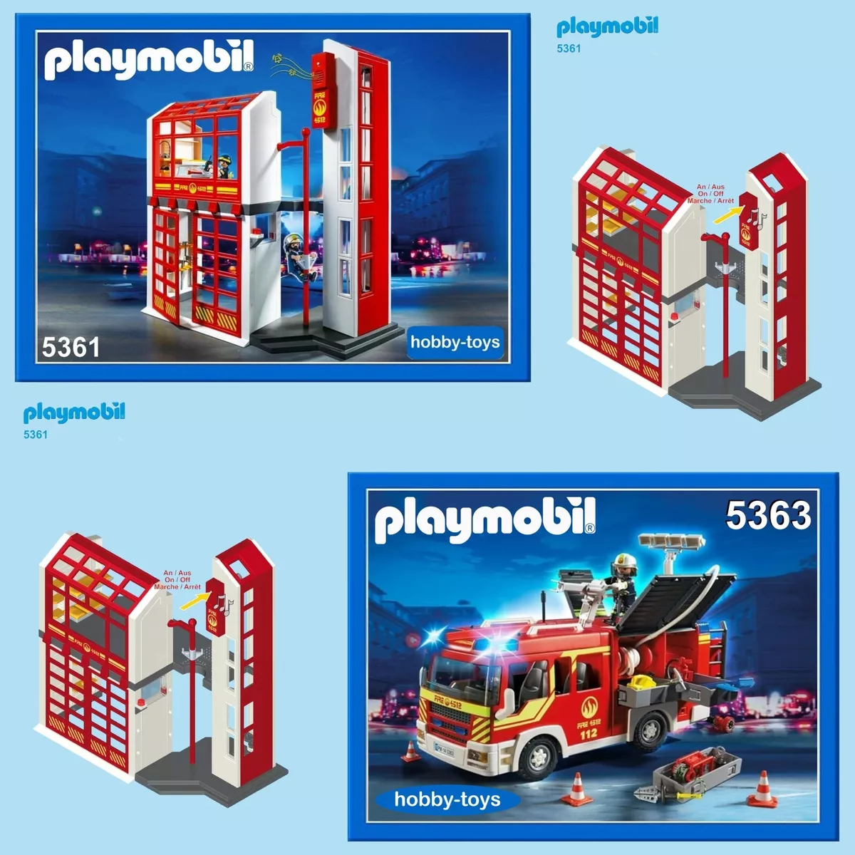 * Playmobil 5361 5362 5363 5364 6385 9802 * CASERNE DE POMPIERS * SERVICE  PIÈCES