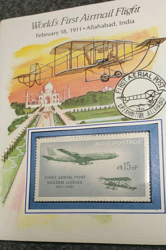 1961 stamp MNH *Worlds First Airmail Flight* w/1984 Color illustrated Cover Indi - Image 3 of 4