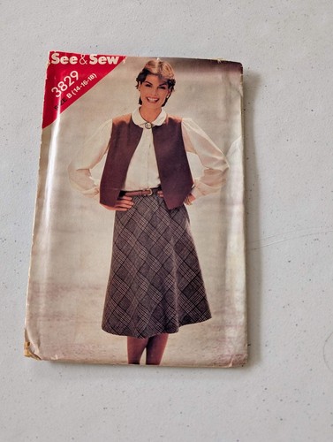 Misses Vest Skirt Pattern Size 8 10 12 Butterick 3829 See & Sew Cut To 12(Sewing
