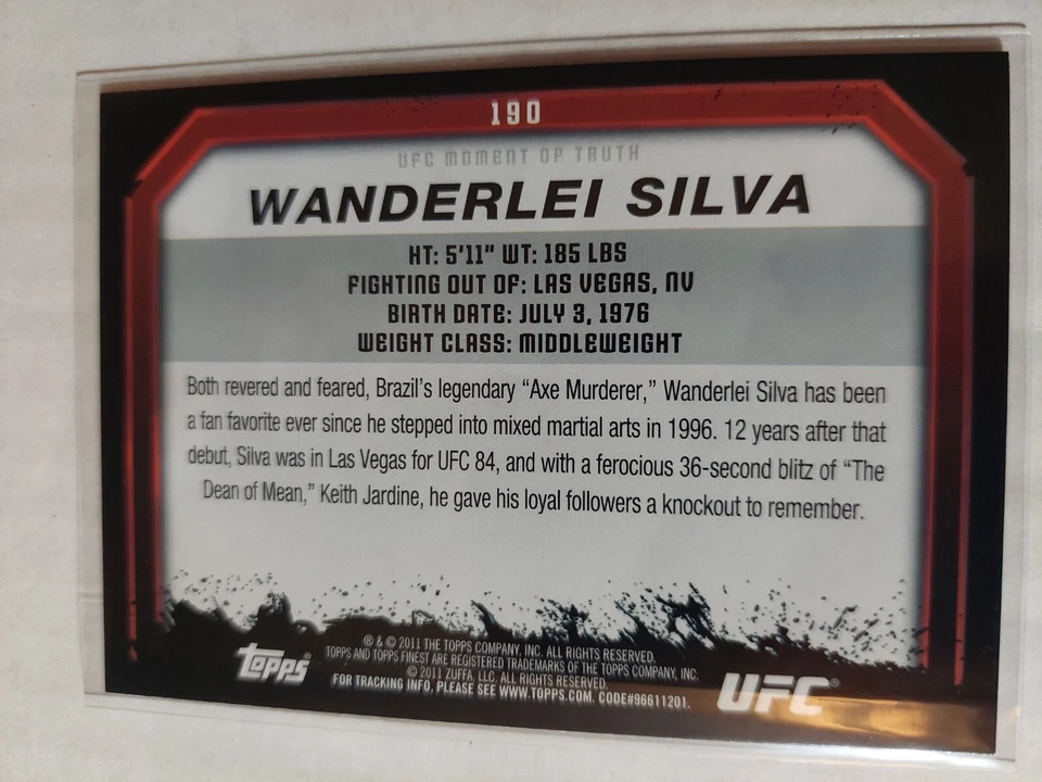 Wanderlei Silva #190 2011 Topps UFC Moment of Truth Gold Parallel - Image 2 of 2