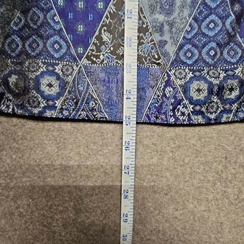 Coldwater Creek Jacket Women XL Blue Jaquard Patchwork Silver Metallic Button Up - Picture 7 of 8