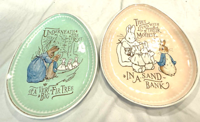 2 POTTERY BARN KIDS BEATRIX PETER RABBIT OVAL EGG MELAMINE PLATES-FREE SHIP