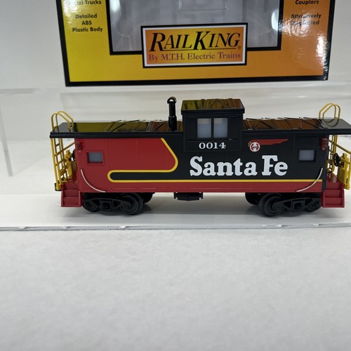 MTH RailKing 30-77378 Santa Fe Black Bonnet Ext. Vision Caboose New O #0014 Rare - Picture 8 of 18