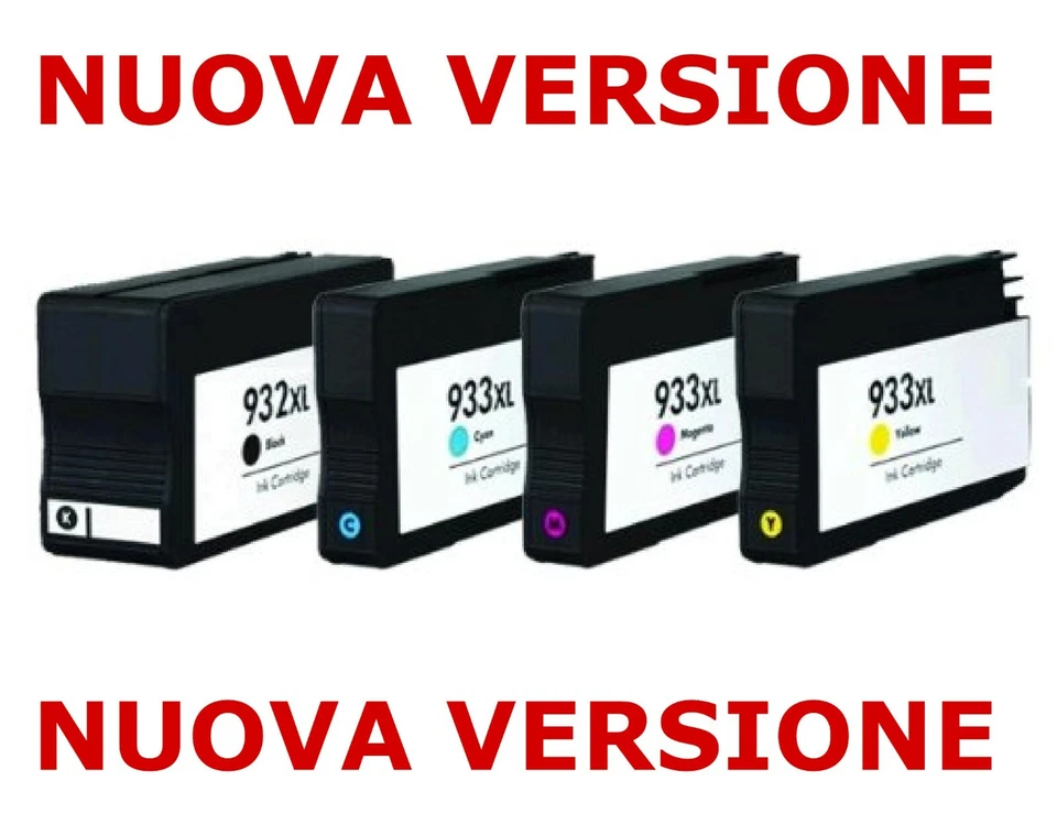 4 CARTUCCE PER STAMPANTE HP 932XL 933XL OfficeJet 7610 e-All-in-One, 6700, 6600