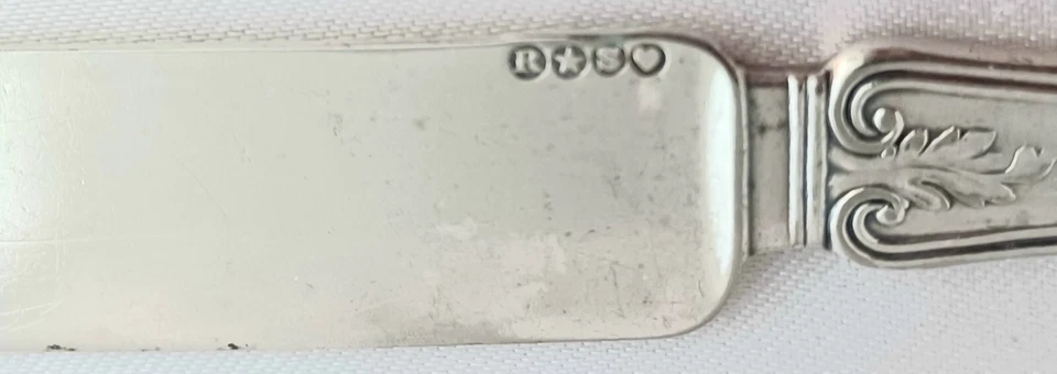 Cuchillo de té Coin plata patrón oliva todo plata - 7 1/2" Foto 3 de 4