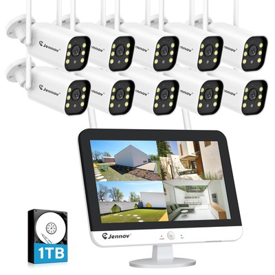120° WLAN Außen Überwachungskamera Set 2-Wege-Audio Cloud Speicher 10CH 1TB NVR 