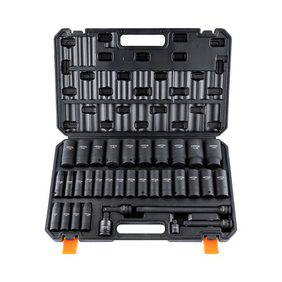 34PCS Deep Impact Socket Set 1/2'' Drive 6 Point Metric 8 - 36mm CR-MO Steel