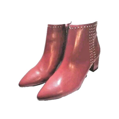 ASHRO womens Caprisa zip up mid block heel bootie shoe size 9 M burgundy NEW
