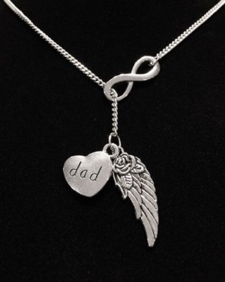 Memorial Necklace Dad Guardian Angel Wing Heaven Sympathy
