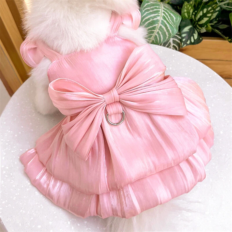 Pet Supplier Clothing for Wedding Cat Dog Dress Spring Summer Solid Color - Image 4 of 4