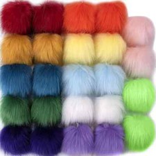 Kunstfell Pompon Farbige Flauschige Bommel 9 - 10 Cm Kugeln Für Mütze