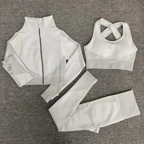 Seamless Yoga Sets Sport Gym Anzüge Wear Laufkleidung Fitnessanzug Langarm - Bild 34 von 35