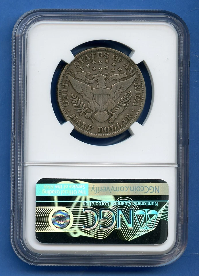 1896 P NGC Very Fine Details Barber Half Dollar 50c Silver US Mint Coin VF Bent - Image 2 of 3