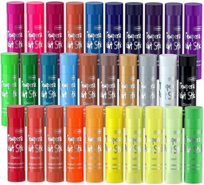 Shuttle Art Tempera Farbstifte - 30 feste 30 Stück (1er Pack), 30 Farben 
