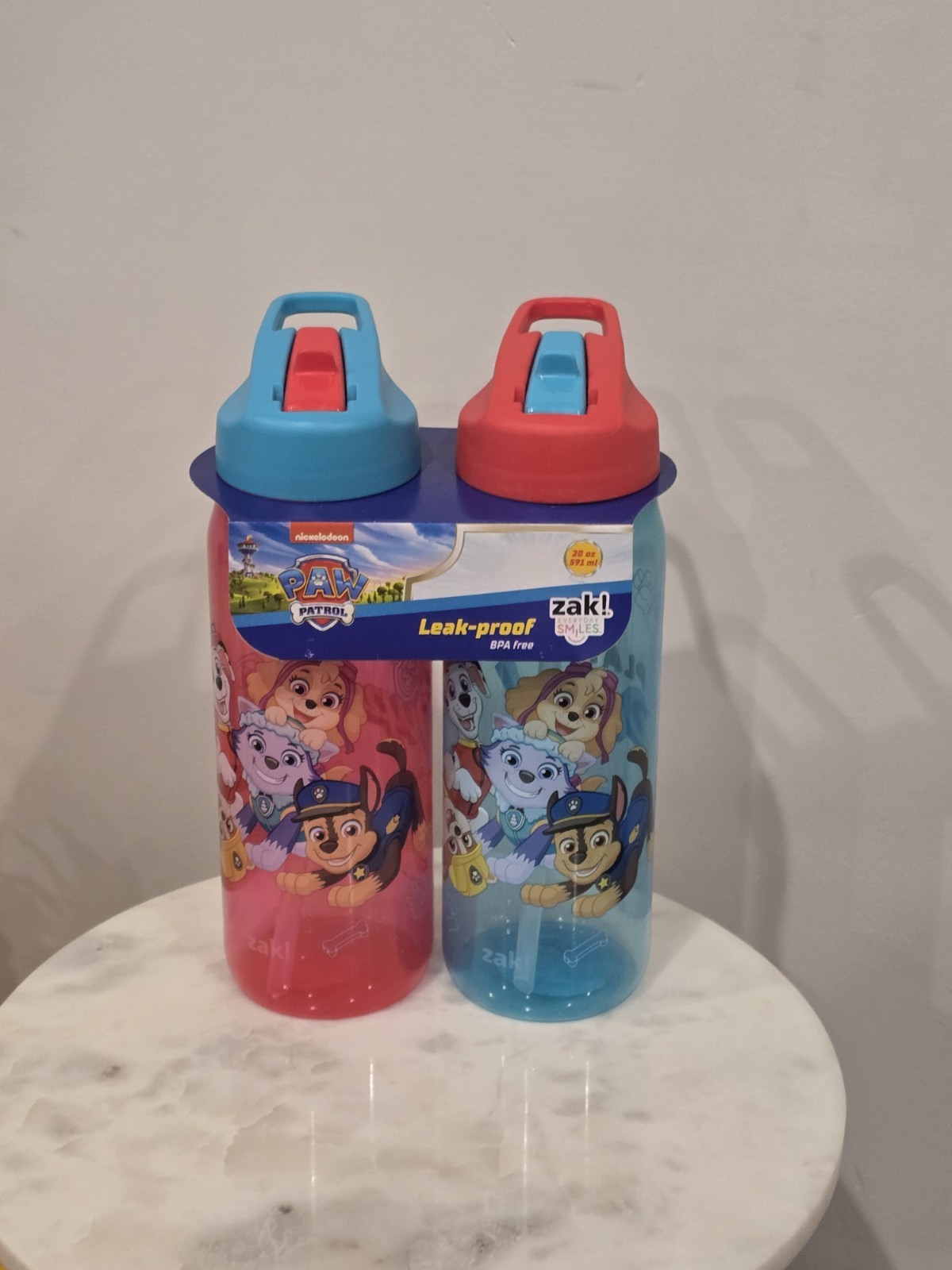 Zak Designs 20oz Paw Patrol Kids Straw Water Bottle, Durable