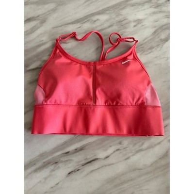 Nike Dri-FIT Indy Longline Sports Bra Coral Pink Womens Small