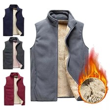 Men Warm Microfleece Fleece Vest Body Warmer Sleeveless Jacket Sherpa Line Gilet