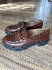 Madewell The Bradley Lugsole Leather Loafer 9 Brown Mahogany Chunky Preppy Y2K