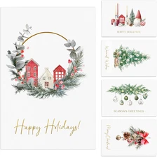 ZICOTO Beautiful Christmas Cards Set of 20 with Watercolor Designs - Incl. Bulk 