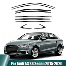 Black For Audi A3 S3 Sedan 2015-2020 Car Window Trim Strip Cover Trim Stainles