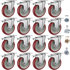 5 Heavy Duty Caster Wheels With Brake - 16 Pack 1400lbs Capacity