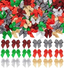 HFKPJRT 200 Pcs Christmas Tiny Bows, Mini Plaid Bows, Gingham Ribbon Bows, Sm...