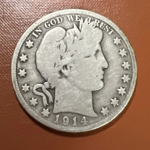 Scarce 1914-S Barber Silver Half Dollar.  Just 992K minted!