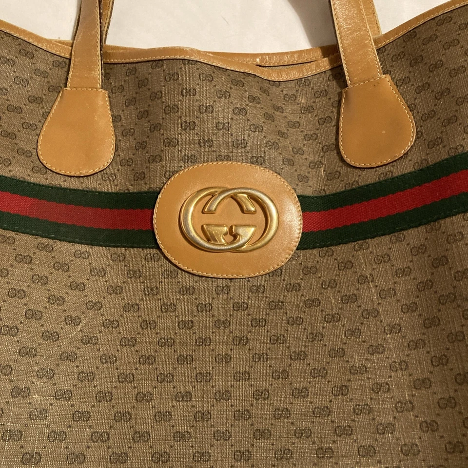 Подлинный винтажный Gucci сумка с короткими ручками 1980-х отличном состоянии - Изображение 2 из 4
