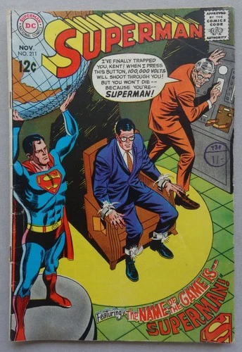 Superman comic #211 Nov 1968 VG+ to VG/FN