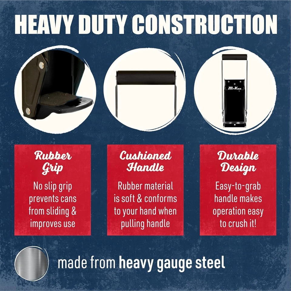 Trituradora de latas de montaje en pared Mckay 12 oz, trituradora de refrescos y cerveza de aluminio negro Foto 3 de 4