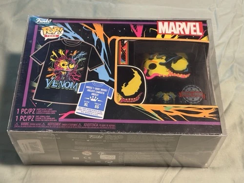 Funko: Venom ~ Eddie Brock Blacklight Exclusive Pop & Tee XL ~ with Protector