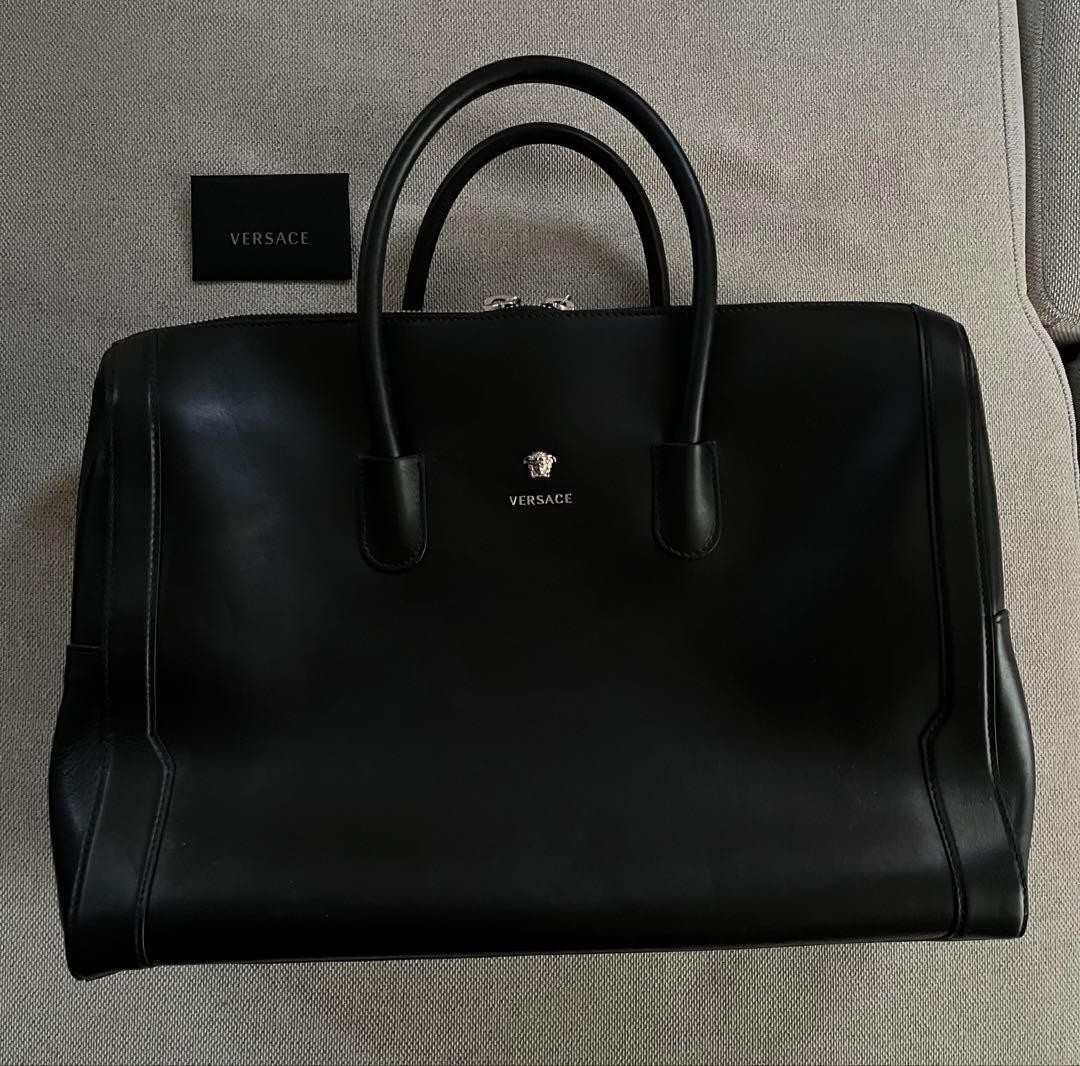 Versace Black Leather Business Bag Used Excellent Condition