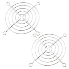 2 x Fan Grill Protector Metal PC Finger Guard 80mm Silver Tone
