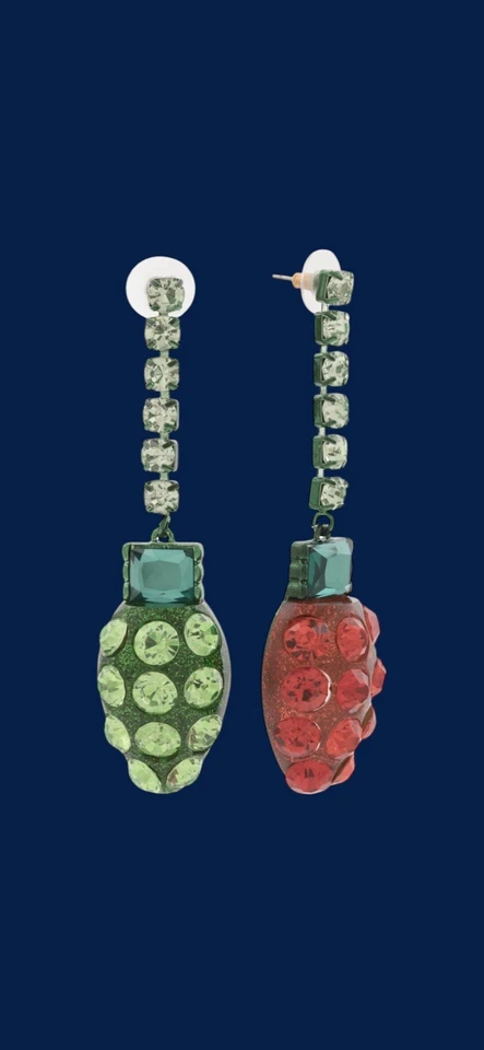 Pendientes Betsey Johnson Campanas Gingle Navidad Desajuste Luz Gota Vidrio Nuevo Foto 2 de 4