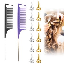 14Pcs Hair Parting Ring Set, Effortless Stitch Braid Finger Tool, 22x2.7 cm 