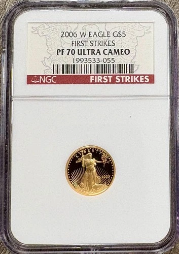 2006 W $5 American Gold Eagle Proof 1/10oz Coin NGC PF70 UCAM First Strike Label