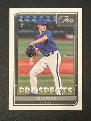 Cole Winn 2022 Panini Three & Two Prospects /99 Rangers 