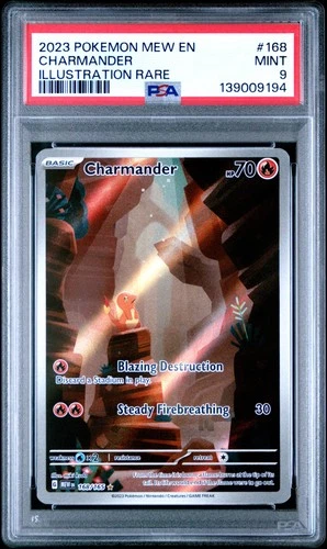 2023 POKEMON MEW EN-151 ILLUSTRATION RARE #168 CHARMANDER PSA 9