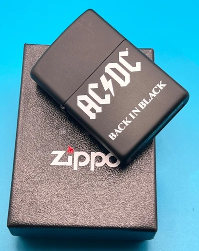 Genuine Brand New 2018 ZIPPO Lighter LEGENDARY AC- DC Rock Band Satin Black Case