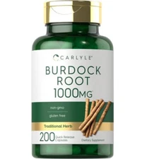 Carlyle Burdock Root | 1000 Mg | 200 Capsules Traditional Arctium Lappa Extract