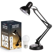 Adjustable Desk Lamp E27 Bulb UK Plug Flexible Arm Rotating Head Office Bedroom
