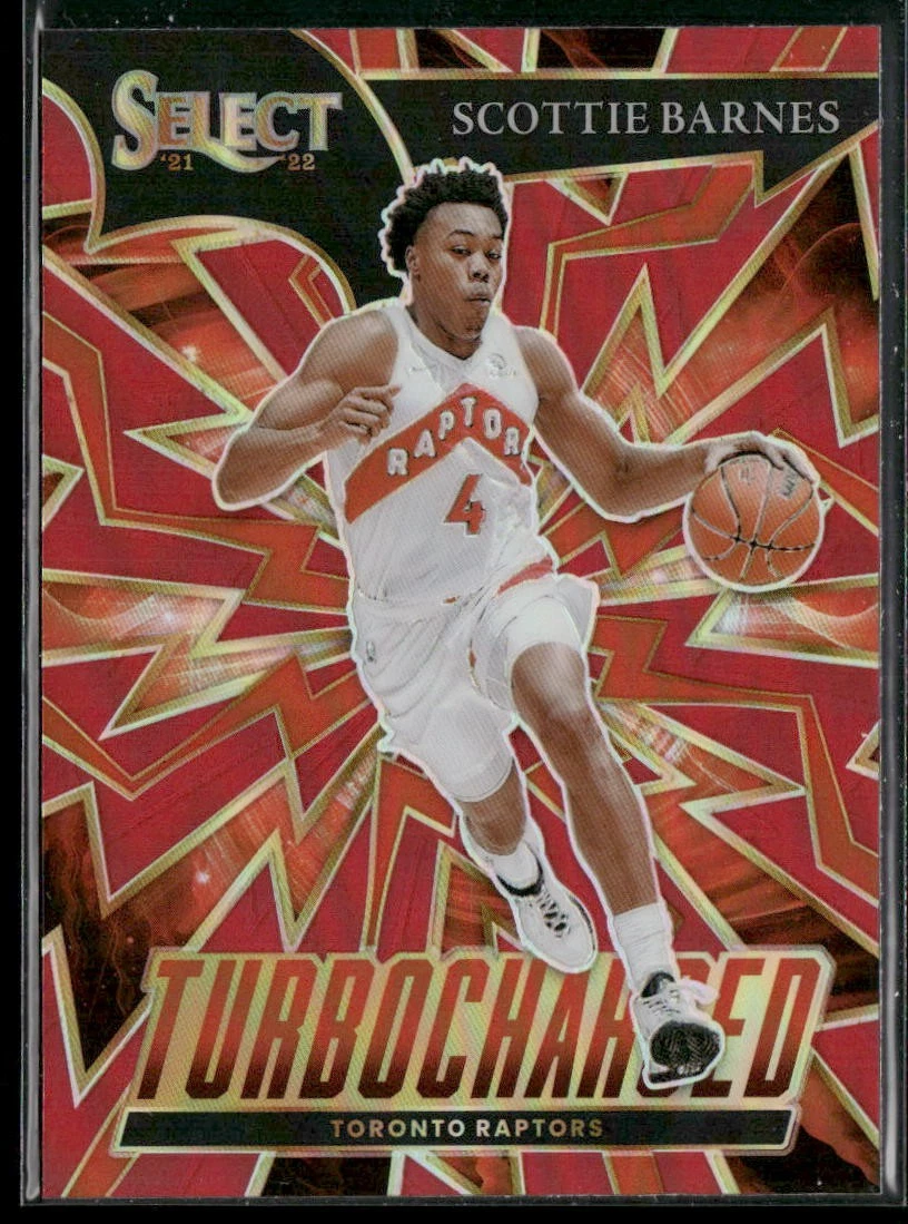 Scottie Barnes 2021-22 Panini Select #4 SN #4 Turbo Charged Red Prizms Raptors