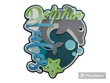 Dolphin Scrapbook Title, 3d Die cuts, premade paper piecing, Card embellish, fri