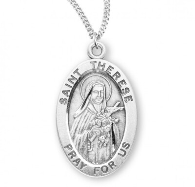 St. Therese of Lisieux Sterling Silver Oval 1.3