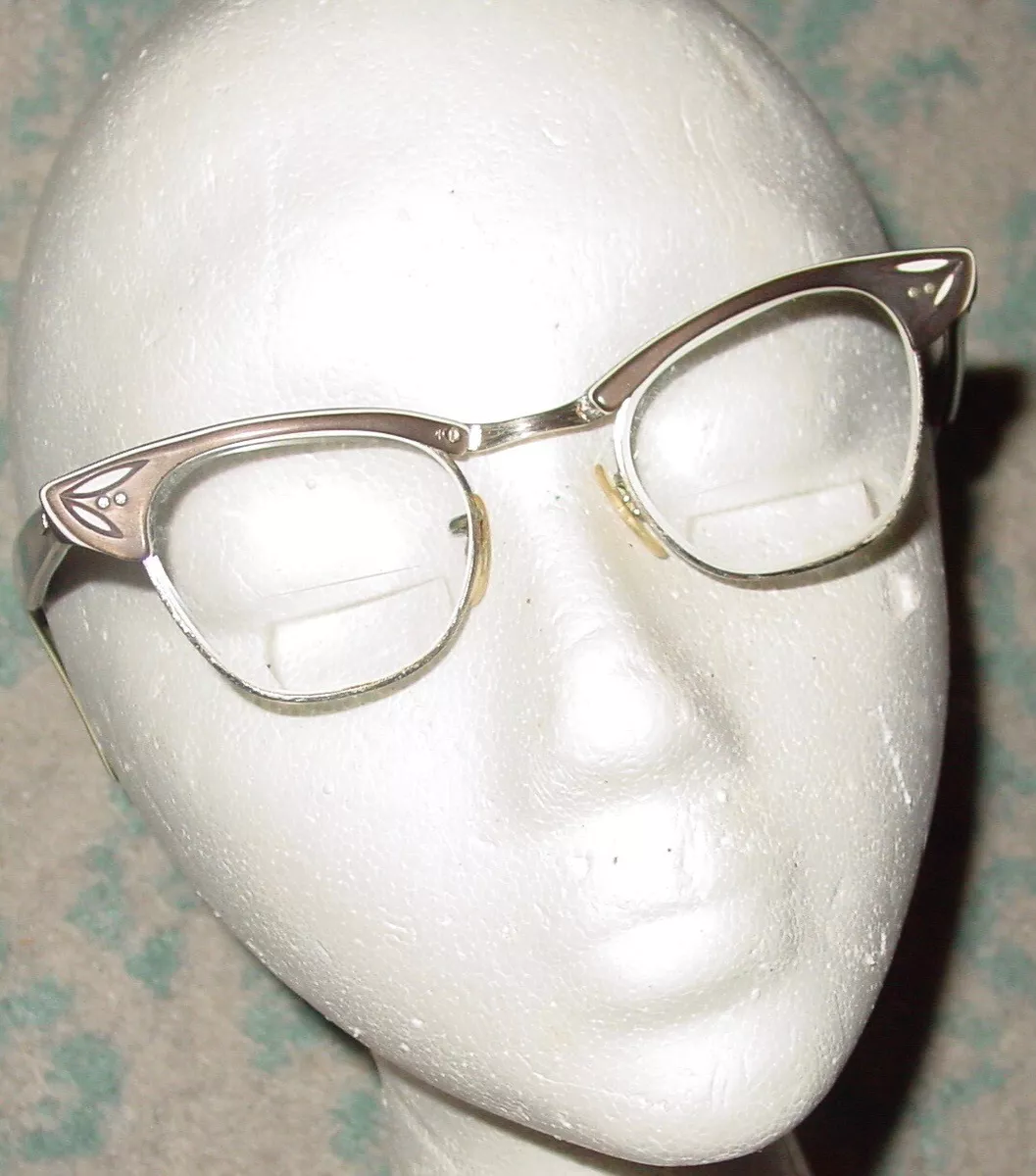 Vintage U S Optical Cat Eye Horn Rim Eyeglasses 1/10-12K GF 20 5 1/2 Frames USA